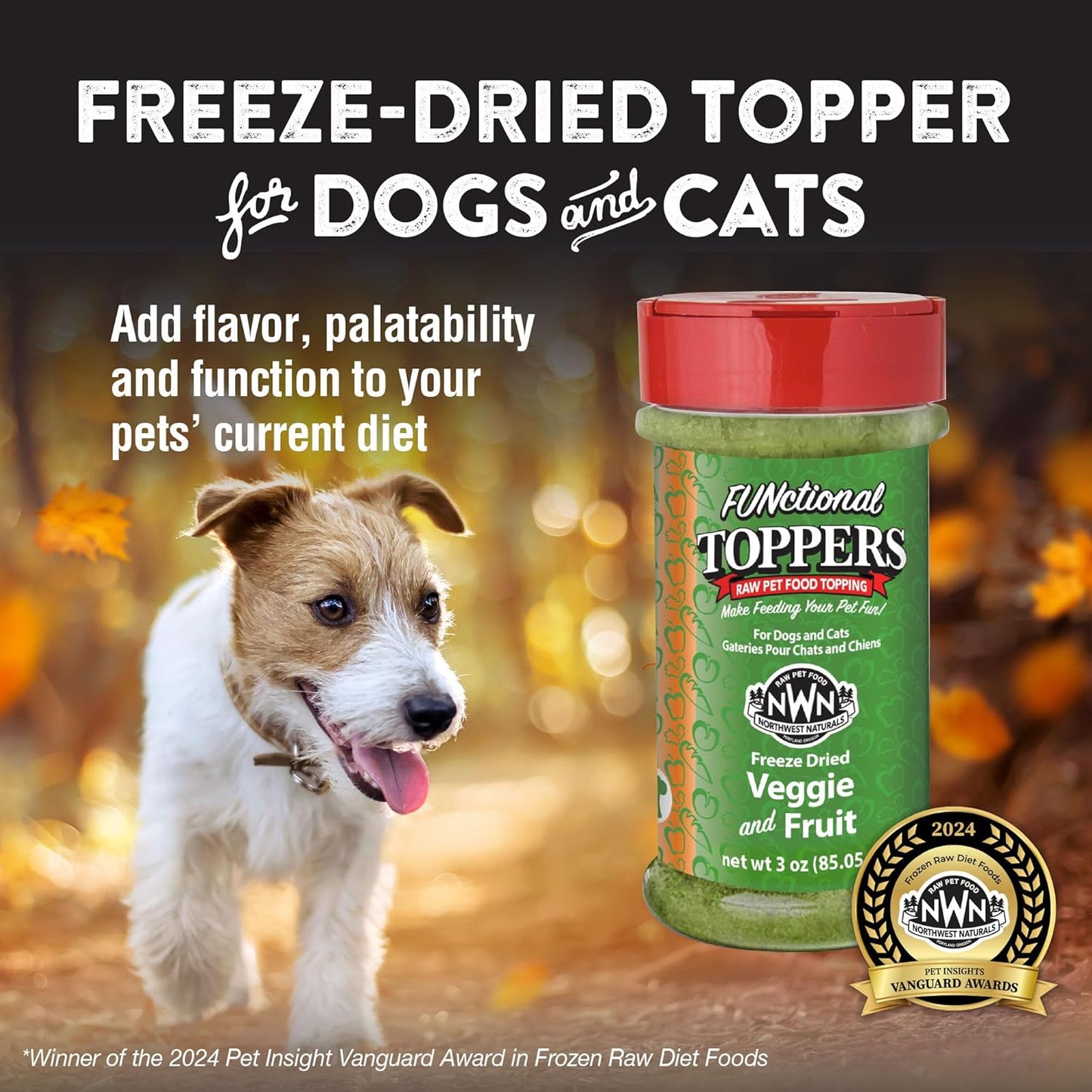 Northwest Naturals Freeze-Dried Veggie & Fruit Functional Topper - for Dogs & Cats - Healthy, Limited, Human Grade Ingredients, All Natural, Proudly Made in USA, 5 Oz (Pack of 2)