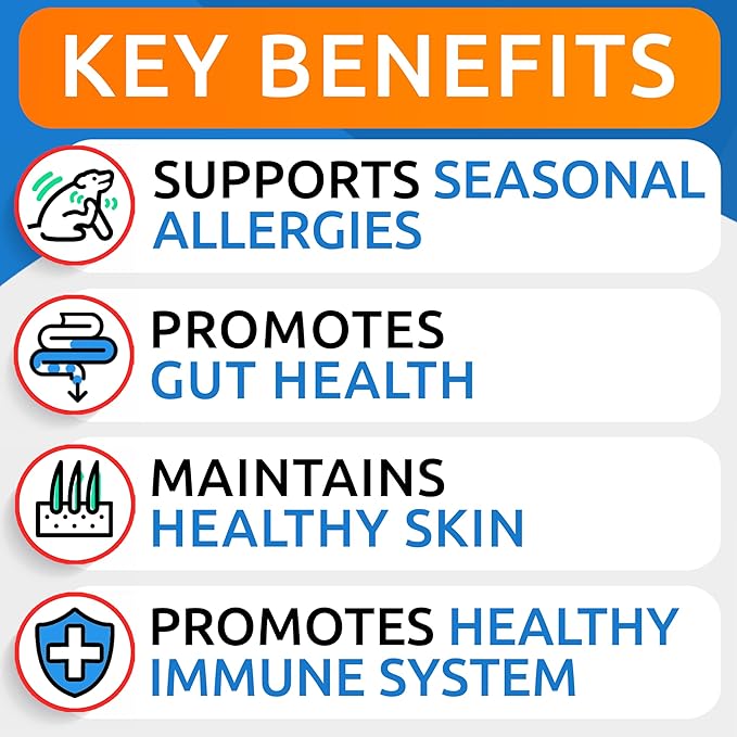 Allergy Relief Dog Treats - Itchy Skin Relief - Omega 3 + Pumpkin + Enzymes - Seasonal Allergies - Anti-Itch & Hot Spots - Immune Supplement - 300 Chews - Peanut Butter + Chicken Flavor - Made in USA