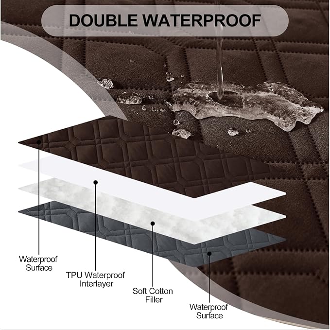 Smiry Waterproof Dog Blanket, 82x82 Inch Soft Pet Bed Cover Reversible, Washable Sofa Couch Furniture Protector for Small Medium Large Dog Puppy Cat, Chocolate/Dark Grey