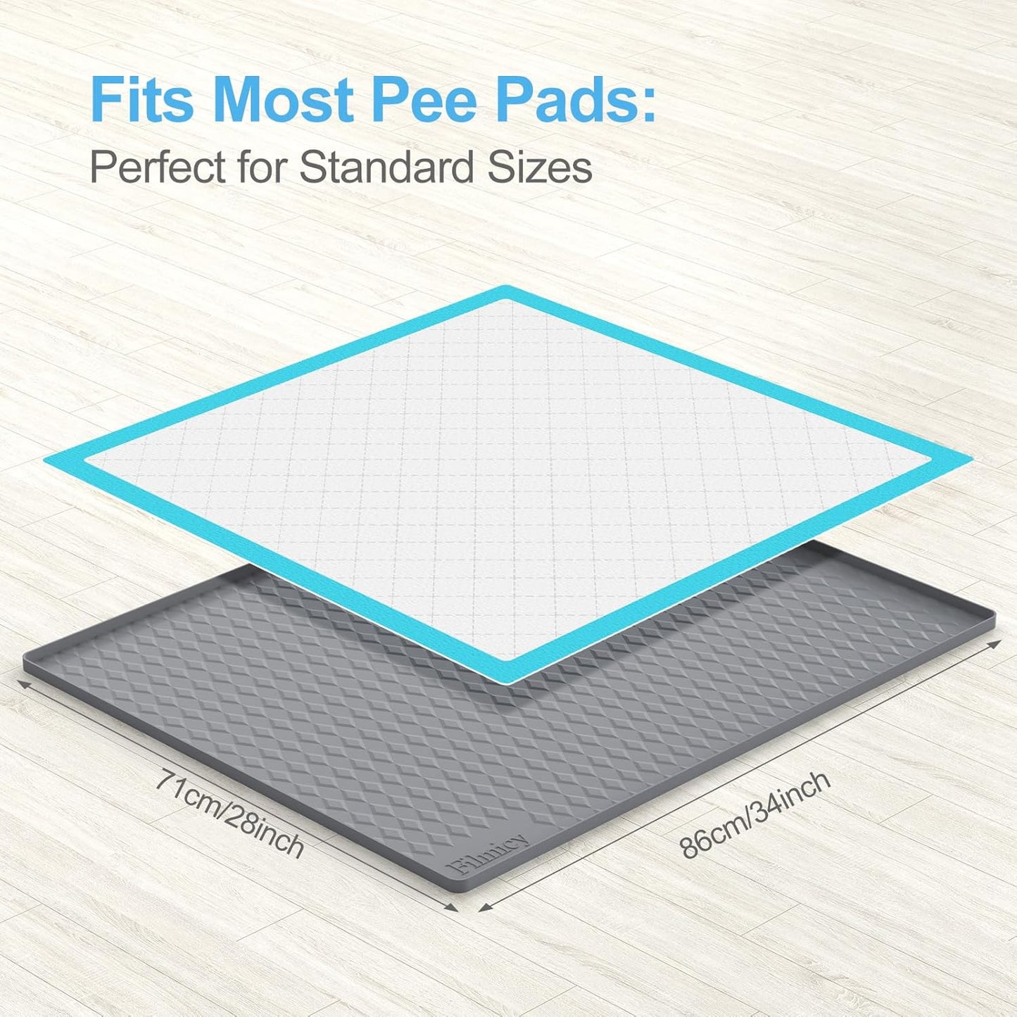 Pee Pad Holder for Dogs,Silicone Dog Puppy Pad Holder, 34 x 28 No Spill Raised Lip High Edge,Portable, Leak-Proof Mat Holder for Dog Training Pads,Square Potty Trays for Home Floor Protection