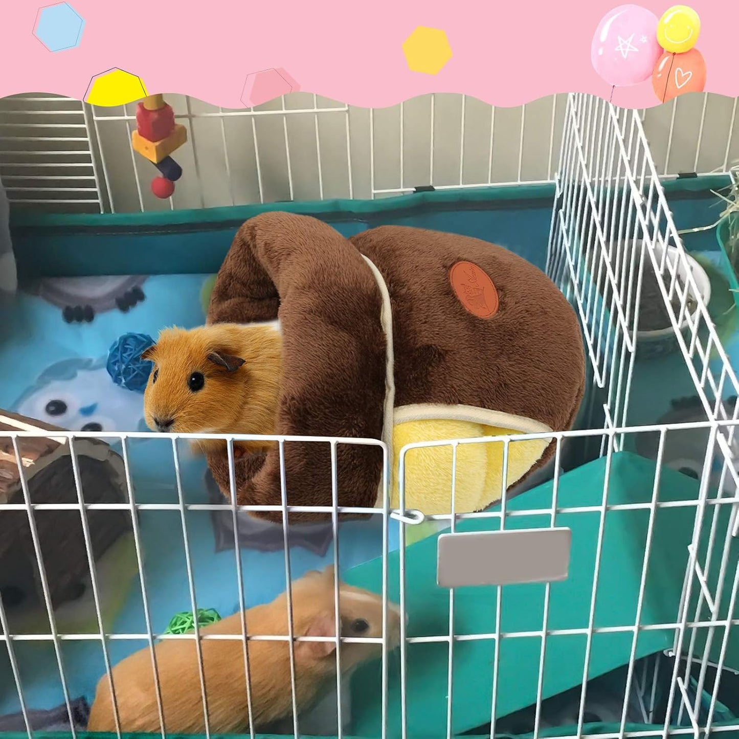 YUEPET Guinea Pig Bed Cuddle Cave Warm Fleece Cozy House Bedding Sleeping Cushion Cage Nest for Small Animal Squirrel Chinchilla Hedgehog Cage Accessories Brown