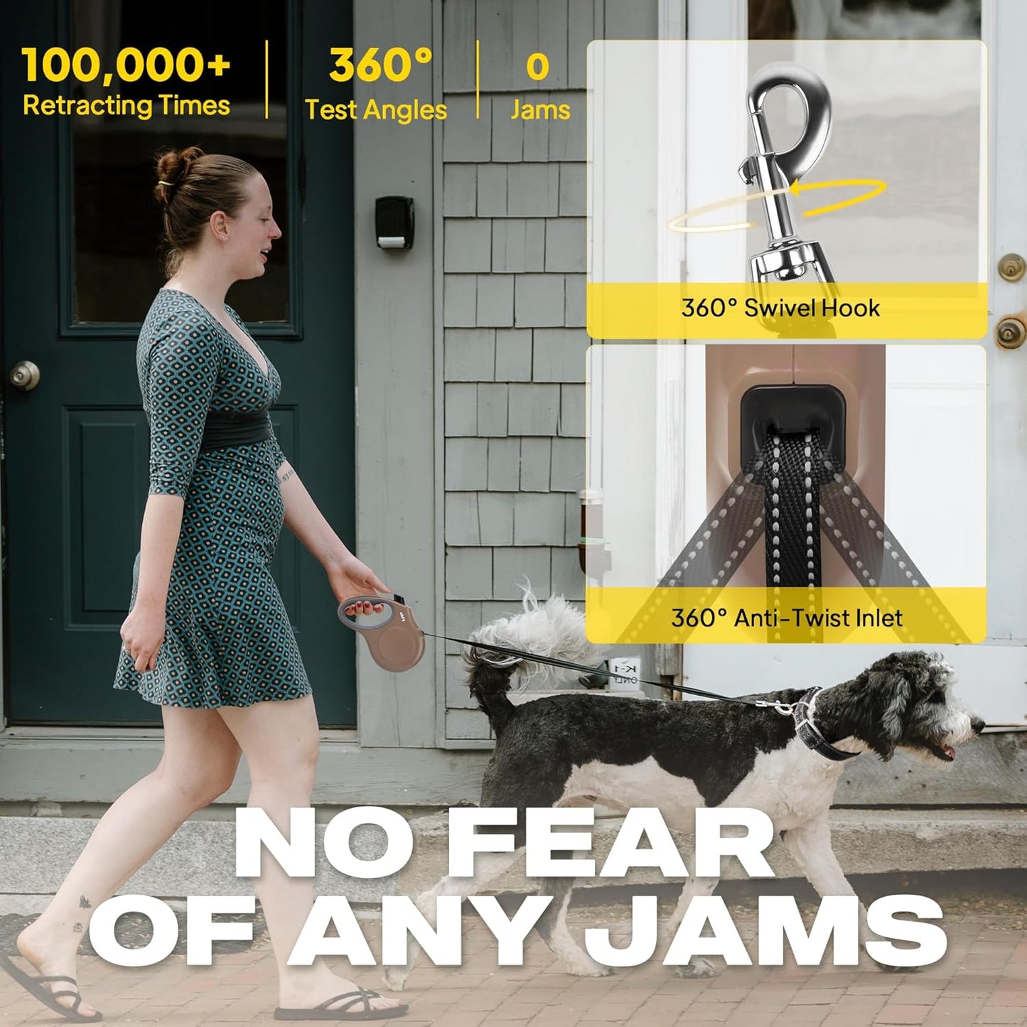 Fida Retractable Dog Leash X-Small Breed, 10 ft Durable Pet Walking Leash for Extra Small Dogs/Cats/Small Animals up to 18lbs, 360° Tangle Free, Coffee/Brown