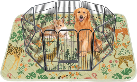 IEUUMLER Washable Pee Pads for Dogs, 1 Pack Forest Pattern Reusable Waterproof Puppy Pads, Non-Slip Super Absorbent Dog Training Pad for Playpen Crate Bed EU013 Green Jungle, 48x48
