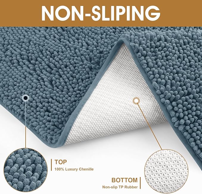 Extra Large Dog Door Mats for Muddy Paws, Chenille Absorbent Dog Mats, Non Slip Heavy Mud Mat for Dogs, Soft Pet Mat for Entryway, Mud Paws, Inside Floor,71" x 25", Dusty Blue