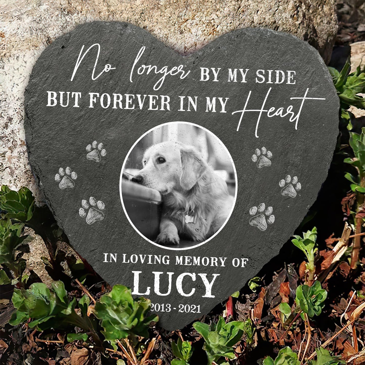 in Loving Memory of Dog Gifts - Heart Shaped Dog Memorial Stone - Personalized Pet Rock for Memorial Garden Decor - Dog Memorial Gifts for Loss of Dog Sympathy Gift
