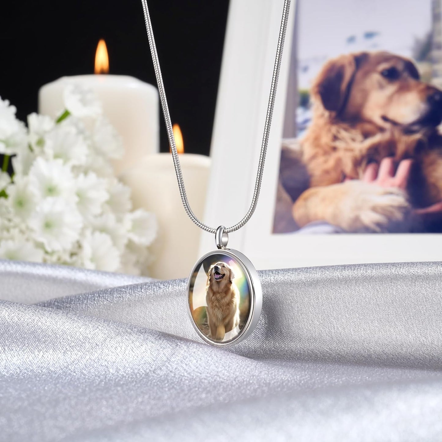 Fanery Sue Pet Ashes Necklace Cremation Jewelry Personalized Picture&Quote Memorial Gifts for Loss of Dog/Cat Urn Necklaces Pets Loss Sympathy Gift Keepsake for Women