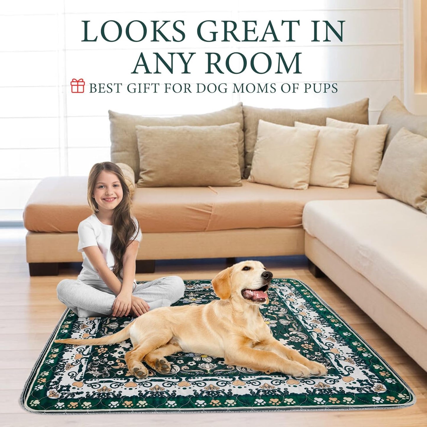 Homimp Washable Pee Pads for Dogs, 2 Pack Reusable Puppy Pads Waterproof, Absorbent and Leakproof Dog Pee Pads, Non Slip Puppy Training Pads, Pet Mat for Floor, Crate, Couch, Whelping,Green, 18"x24"