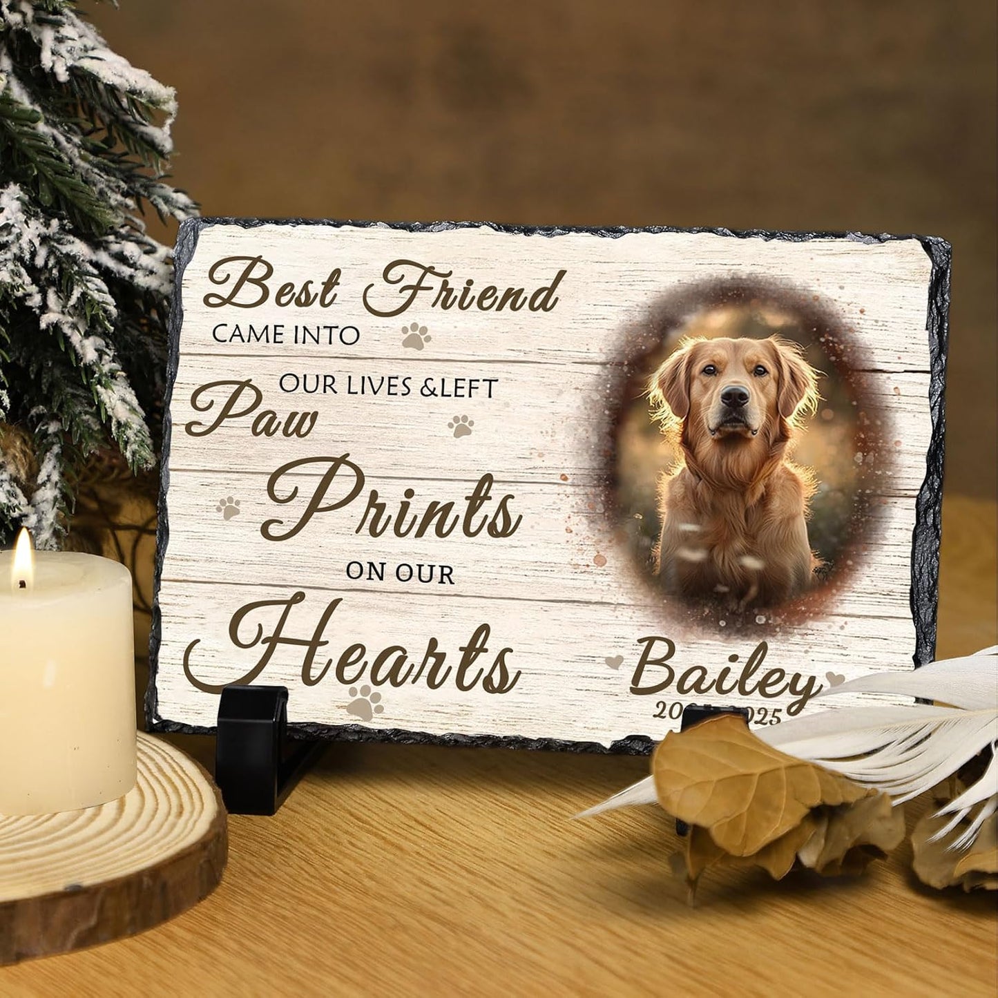 Ships Next Day Personalized Dog Memorial Gifts for Loss of Dog, Custom Pet Memorial Stone with Photo Name Date Bereavement Sympathy Gift for Dog Cat Lover
