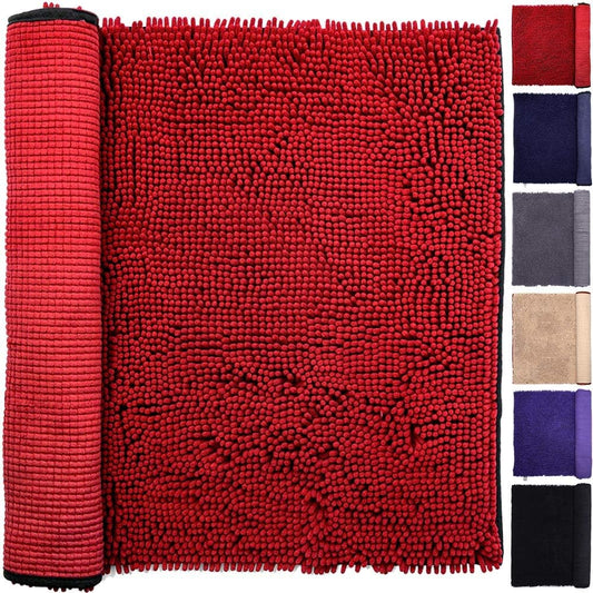 NJSBYL Pet Rugs Mats for Dog Cat Bathroom Door Rugs Shaggy Chenille Pet Area Rugs Petbed Ultra Soft Water Absorbent Machine Washable Dry (26 X 36 Inches, Deep Red)