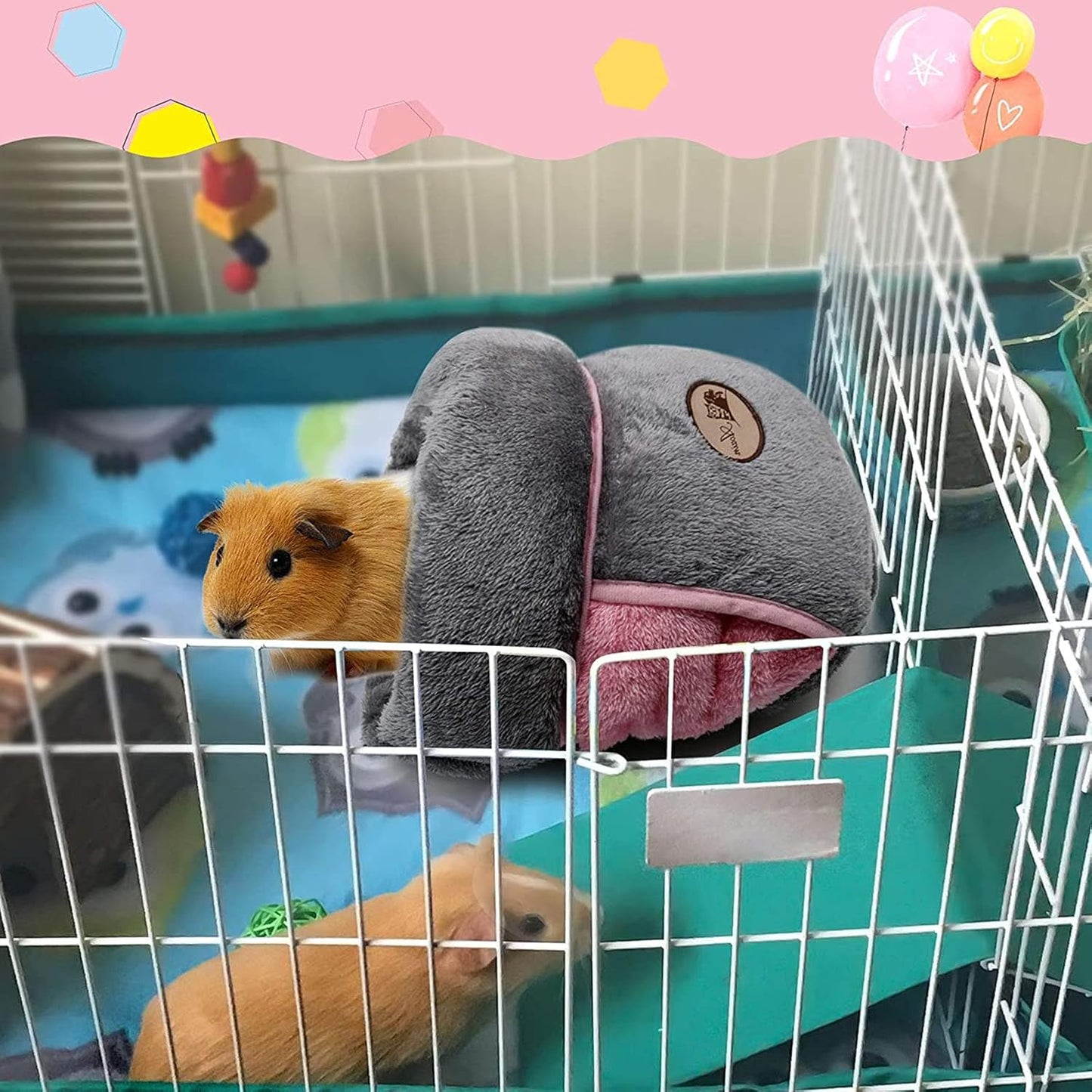 YUEPET Guinea Pig Bed Cuddle Cave Warm Fleece Cozy House Bedding Sleeping Cushion Cage Nest for Small Animal Squirrel Chinchilla Rabbit Hedgehog Cage Accessories Grey