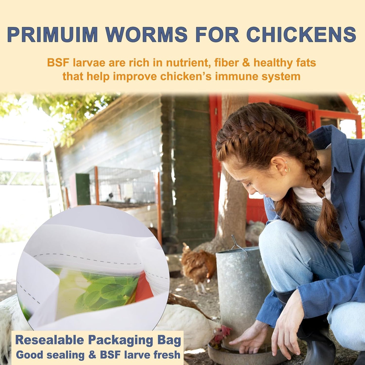 BSF Larvae 85X Calcium Than Dried Meal Worms 20LB(10lbx2) for Chicken Feed - Bulk Black Soldier Fly Larvae Poultry Treats - BSF Grubs Non-GMO Food High Protein Meal Worms for Hens,Wild Bird