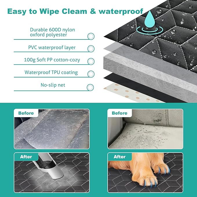 Dog Car Seat Covers for Back Seat,Waterproof Pet Bench Seat Covers for Trucks Ford f150/Ram1500/Nissan Frontier/Toyota Tacoma/GMC Canyon/Silverado Scratch Nonslip Truck Seat Cover for Dogs