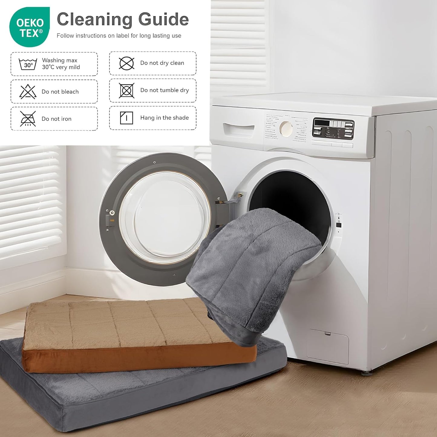 Dog Bed for X Large Dog - Orthopedic Pet Beds with Memory Foam, Waterproof Removable Washable Cover with Non-Slip Bottom, Khaki, 41" L x 27" W x 3" H