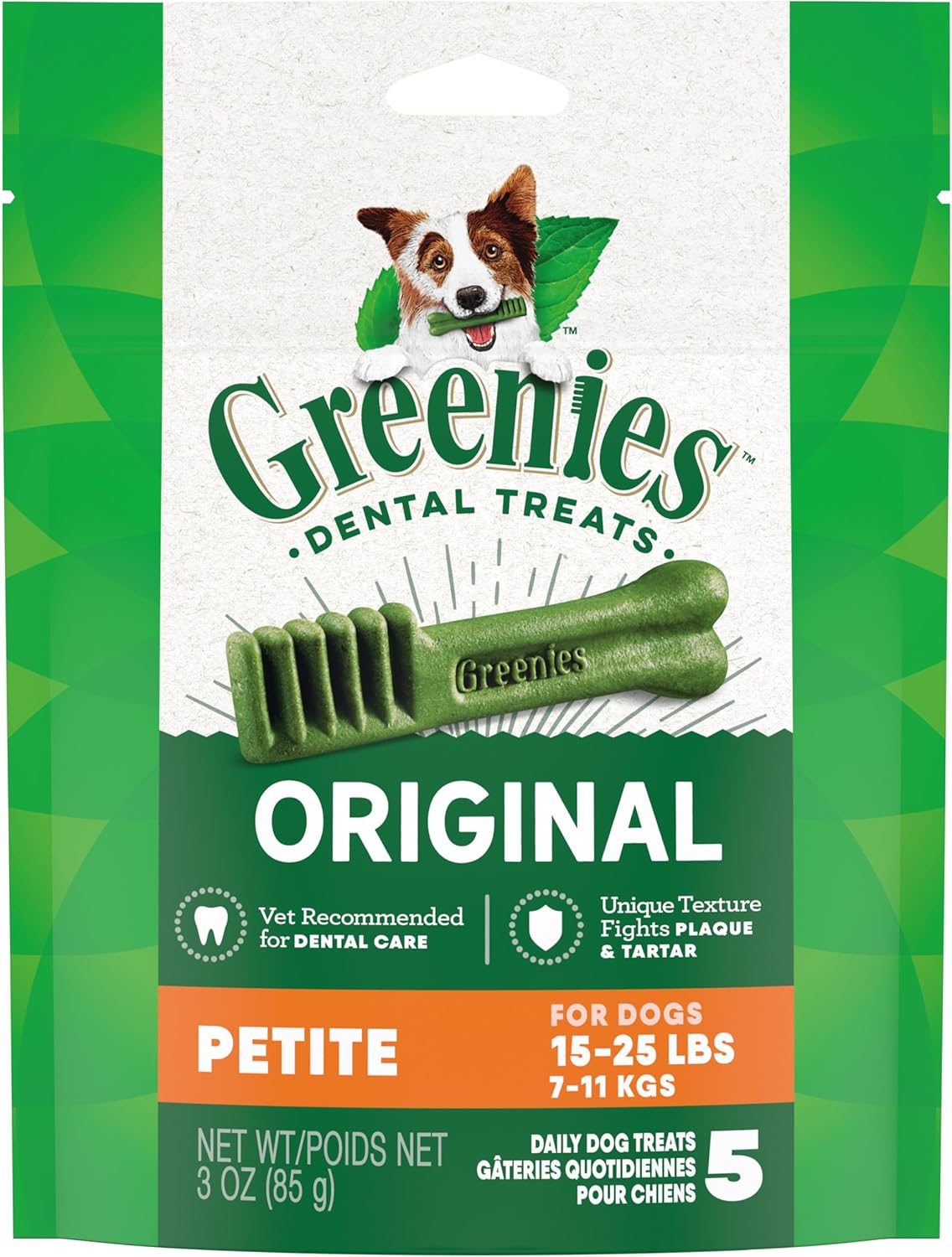 Greenies Original Petite Dental Dog Treats, 3 oz. Pack (5 Treats)