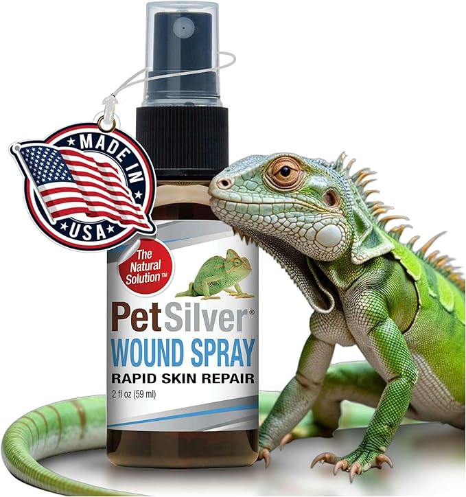 PetSilver Reptile Wound Spray with Chelated Silver – Reptile Wound Care for Snakes, Lizards, Geckos – Burns, Sores, Irritations & Scale Rot Treatment – Non-Toxic & Safe – Made in USA – 2 fl oz