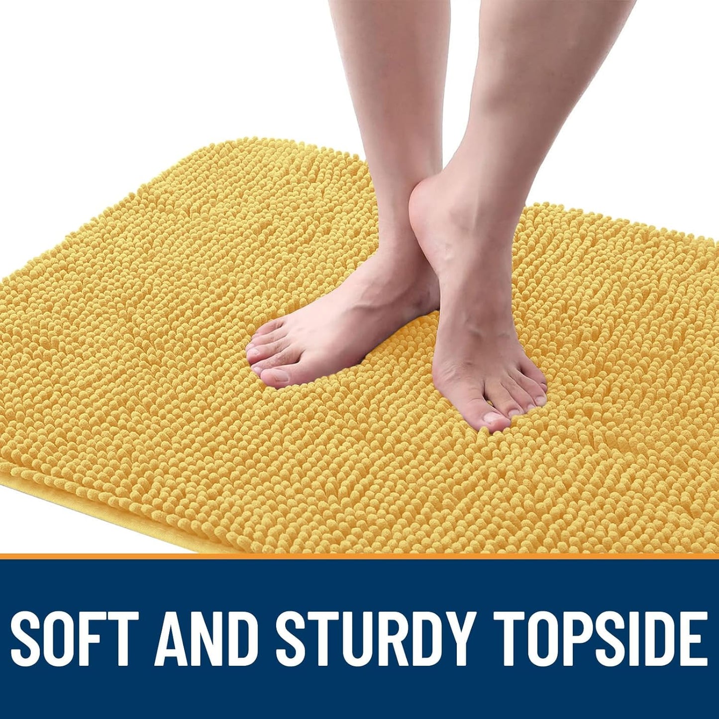 OLANLY Dog Door Mat for Muddy Paws 47x20, Absorbs Moisture and Dirt, Absorbent Non-Slip Washable Doormat, Quick Dry Chenille Mud Mat for Dogs, Entry Indoor Entryway Carpet for Inside Floor, Yellow