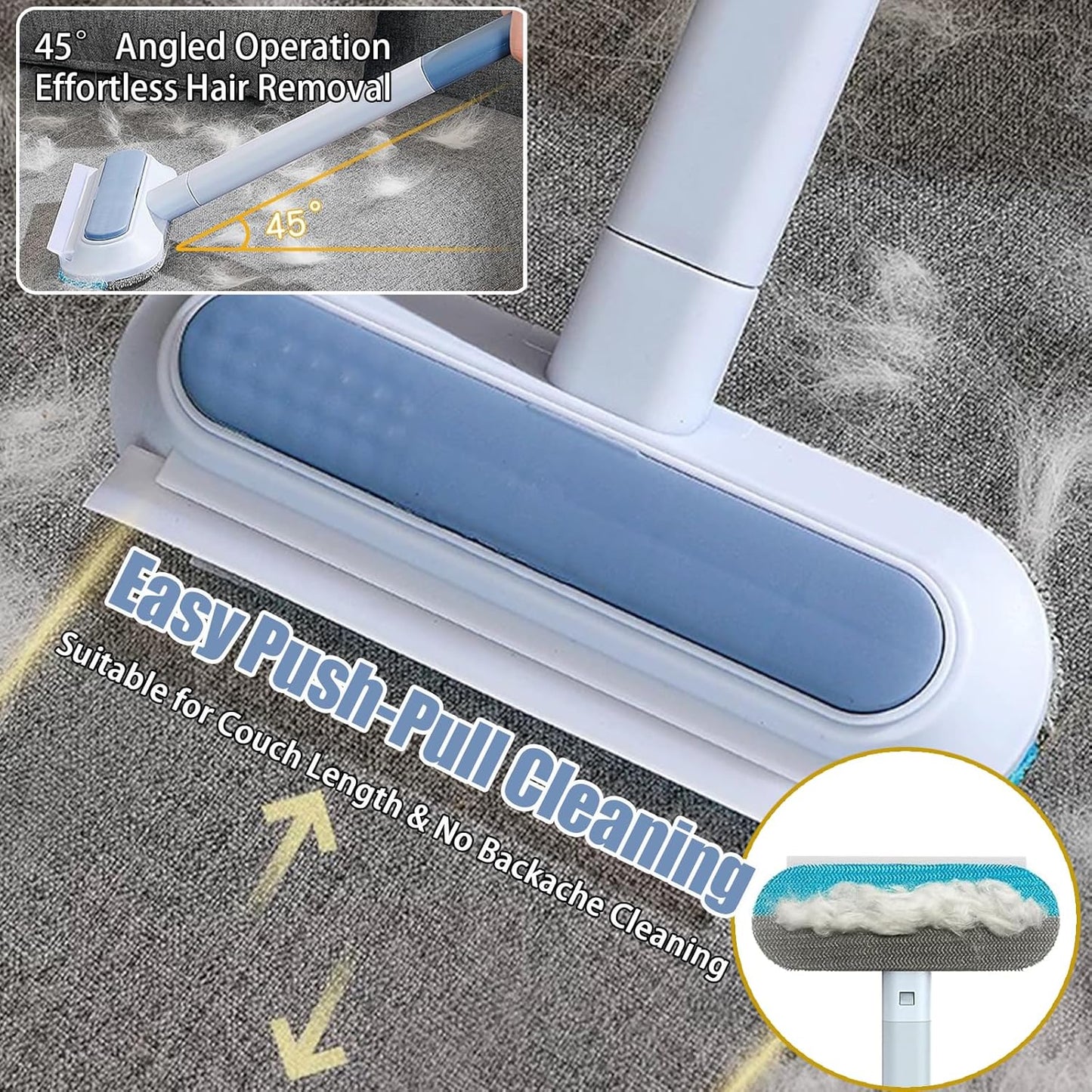 Cat Hair Remover 4-in-1 Multi-Functional Pet Hair Remover Brush,17.7Inch, Reusable Washable Lint Cleaner for Dog and Cat Hair, Gentle on Furniture, Sofas, Pet Beds, Bedding, Carpets, Clothing