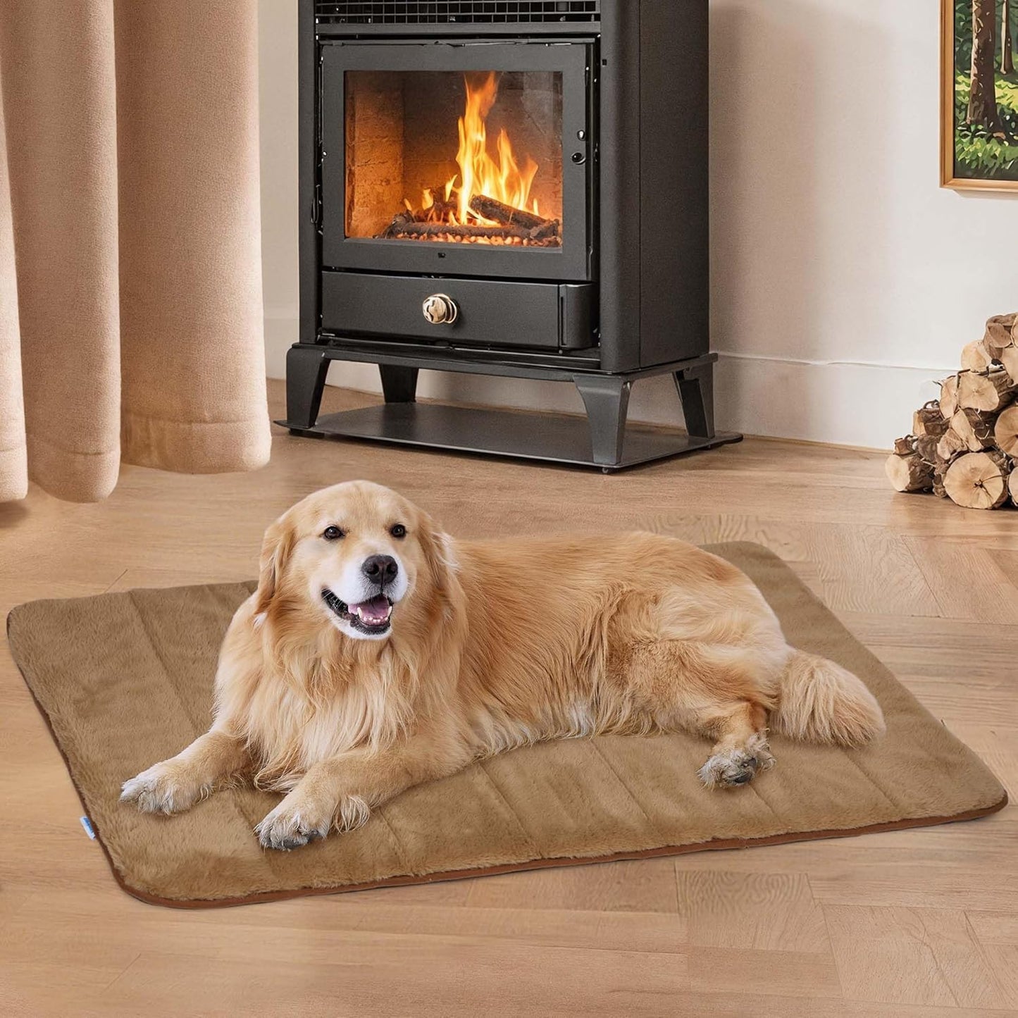 Dog Crate Pad for X Large Dogs - Orthopedic Dog Bed with Memory Foam, Washable Soft Warm Pet Mat with Non-Slip Bottom, Khaki