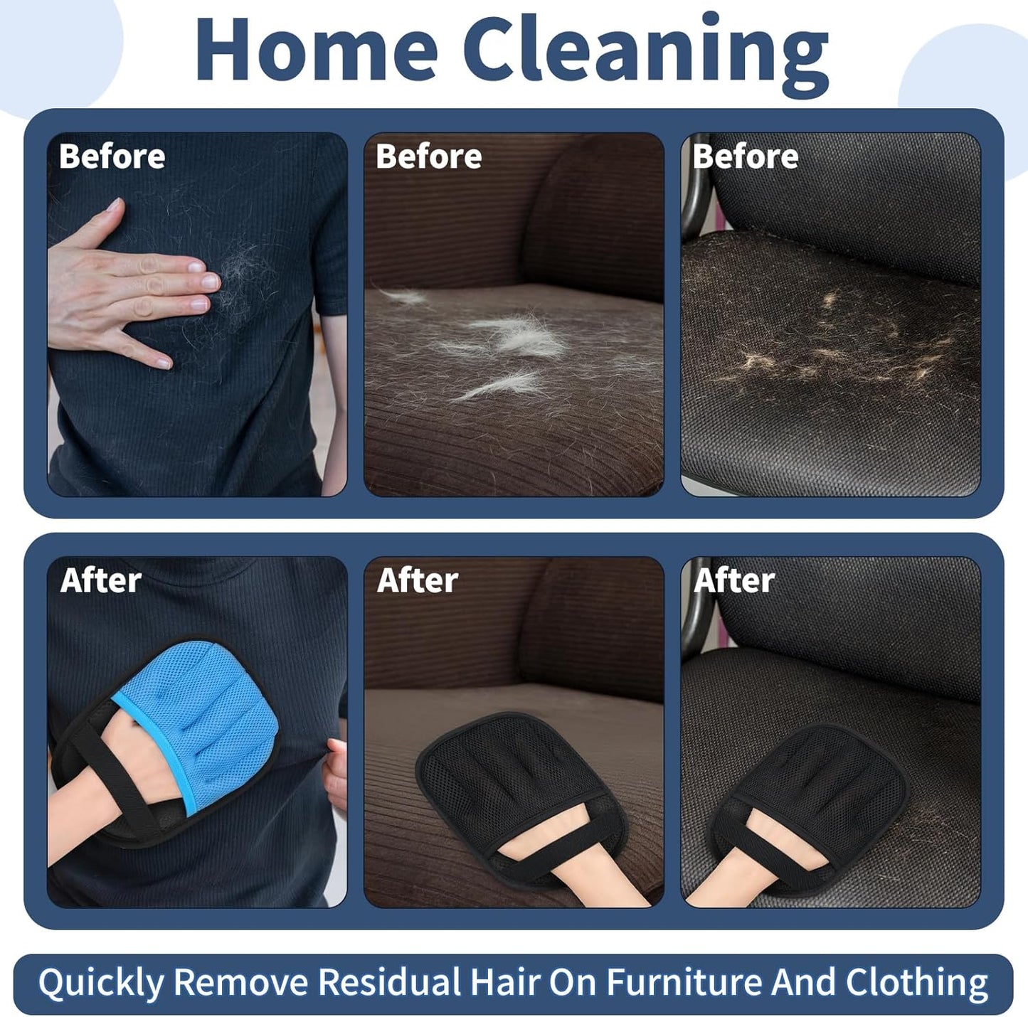 Hysagtek Pet Hair Removal Gloves – Electrostatic Pet Hair Removal Gloves Reusable Five-Finger Cat Dog Fur Remover Grooming Glove Brush Tool for Clothing Couch Funiture Carpet Car Seat