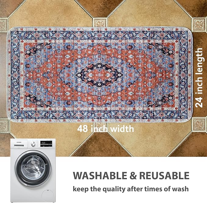 nunubaby Washable Pee Pads for Dogs, Stylish, Non-Slip and Leak-Proof Pee Pads. Reusable Potty Pads for Dogs for Crates and Floors.(Red/Multi, 24" x48")