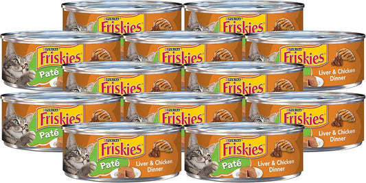 Purina Friskies Pate Wet Cat Food Liver & Chicken (Pack of 12)