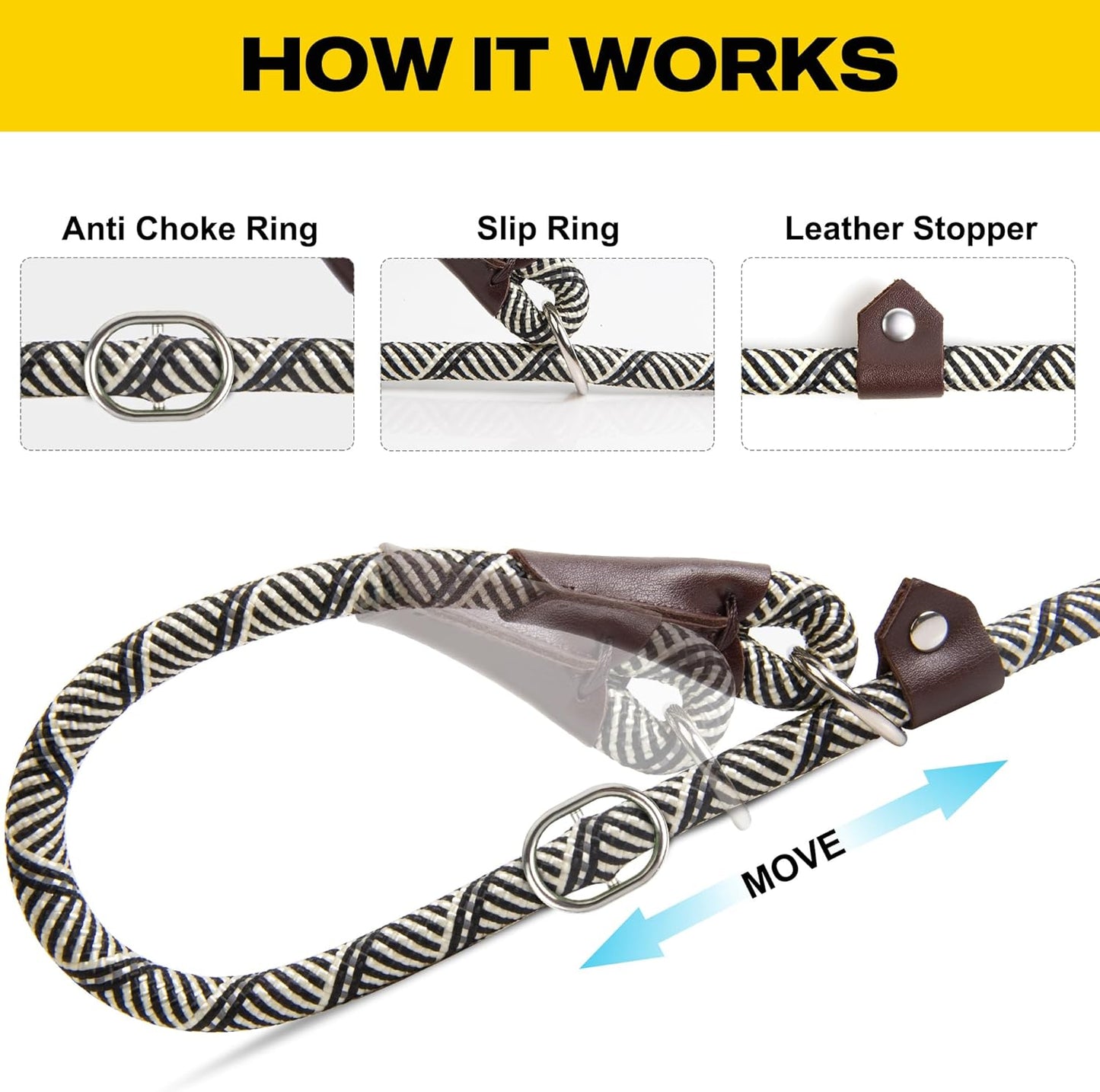 Fida Durable Slip Lead Dog Leash, 6 FT x 3/8" Heavy Duty Comfortable Strong Rope Slip Lead for Small Dogs and Puppies, No Pull Pet Training Leash with Highly Reflective(3/8", Grey)