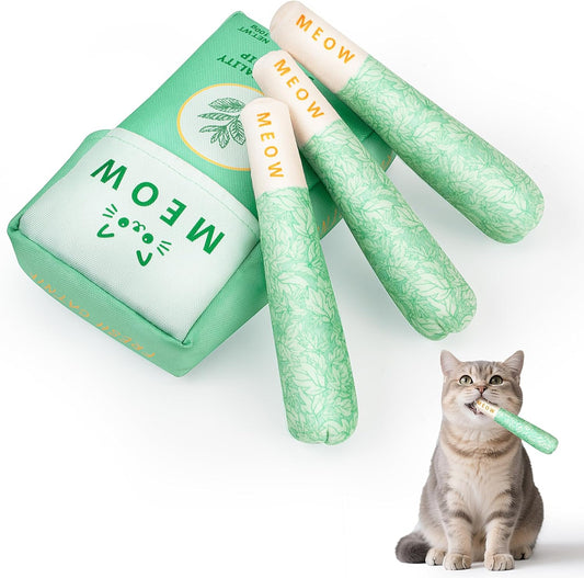 Homrich Catnip Toys for Cats, 3-Pack Funny Cat Toys Filled with 100% Pure Organic Catnip, Safe Kitten Teething Chew & Kicker Toys - Interactive Cat Toys for Bored Indoor Adult Cats