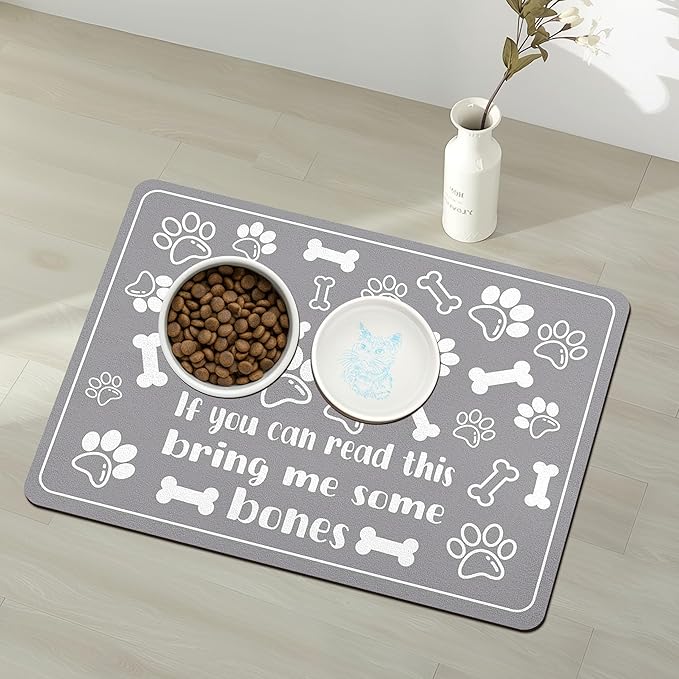Pet Feeding Mat for Floors Waterproof Dog Mat for Food and Water Absorbent Quick Dry Non Slip mat for Cat Bowls