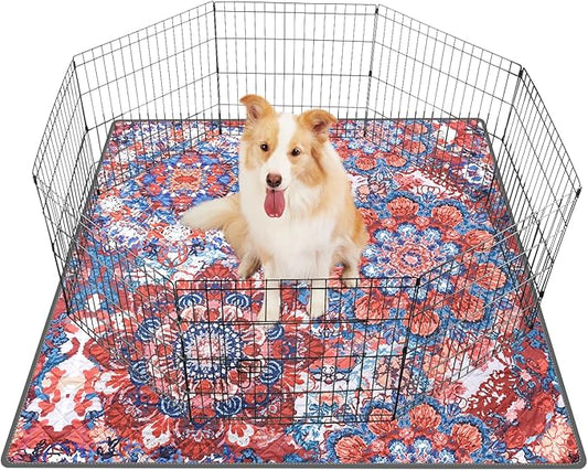 LOOBANI Washable Pee Pads for Dogs, 1 Pack Super Absorbent Reusable Puppy Pads Leakproof Dog Traning Pads, Waterproof Non-Slip Whelping Pad for Floor, Playpen, Crate, Couch-72 x72 (Red Flower)