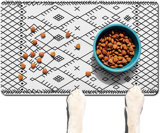 Absorbent Pet Dog Bowl Mat for Food and Water, Pet Cat Food Feeding Mat with Non Slip Rubber Backing, Dog Food Mats for Floors Waterproof, 12"x20"