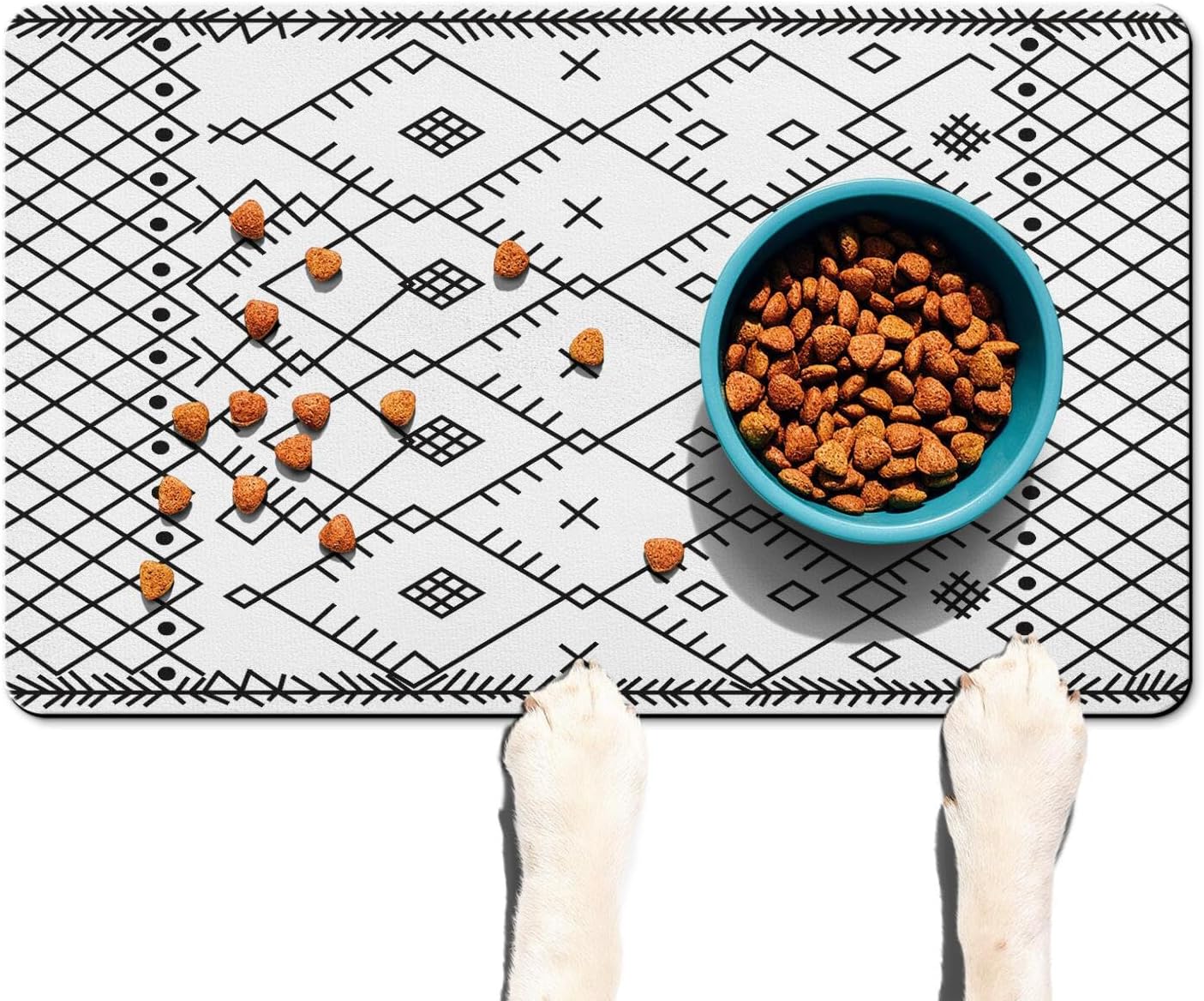 Absorbent Pet Dog Bowl Mat for Food and Water, Pet Cat Food Feeding Mat with Non Slip Rubber Backing, Dog Food Mats for Floors Waterproof, 16"x24"