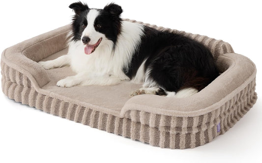 LE SURE Cute Dog Beds for Extra Large Dogs, Orthopedic Waterproof XL Pet Bed with Sides, High Back Non-Slip and Egg-Crate Foam Big Dog Couch Sofa with Washable Removable Cover, Hazel