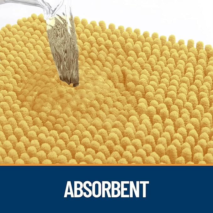 OLANLY Door Mat for Muddy Dog Paws 48x30, Ultra Absorbent Chenille Mud Doormat with Paw Print Design, Non-Slip Washable Doormat for Indoor Entryway, Quick-Dry Pet Bed Mats for Dirty Dogs, Yellow