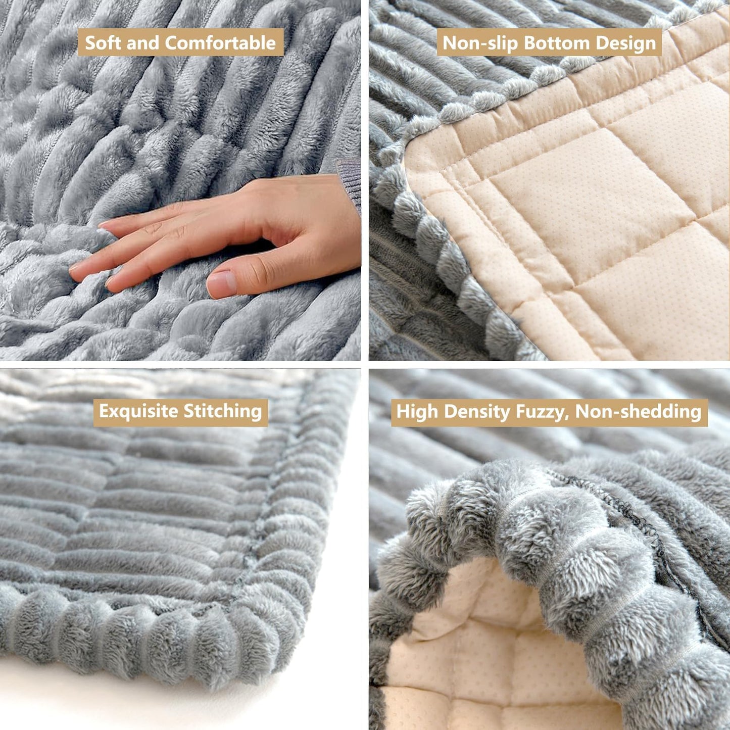 Backseat Dog Bed Mat for Car Seat Cover, Non-Slip Pet Bed Mat for Back Seat Extender, Furry Dog Couch Covers, Washable Travel Dogs Bed for Cars, SUVs, Sedans. (55" x 21.3") (Light Grey, M)