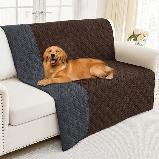 Smiry Waterproof Dog Blanket, 68x82 Inch Soft Pet Bed Cover Reversible, Washable Sofa Couch Furniture Protector for Small Medium Large Dog Puppy Cat, Chocolate/Dark Grey