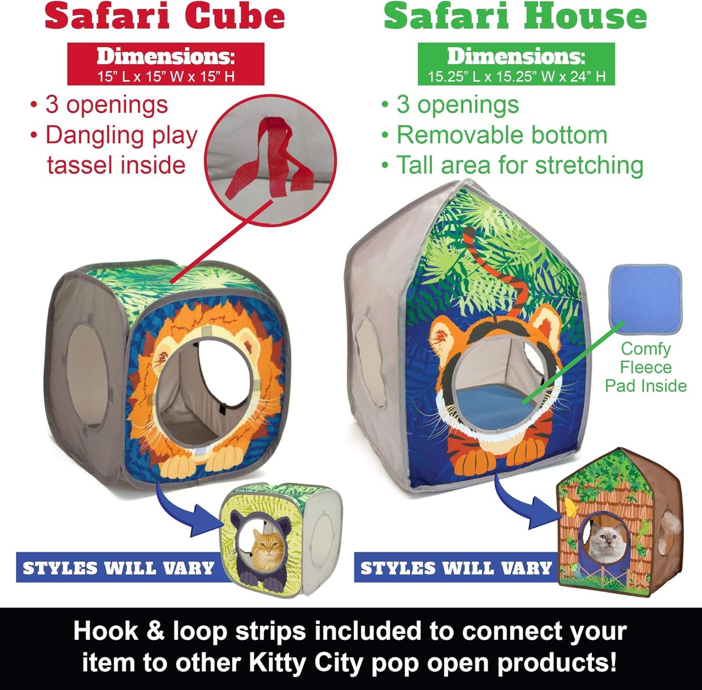 Kitty City Safari Jungle Collapsible Cat Toy Collection, House