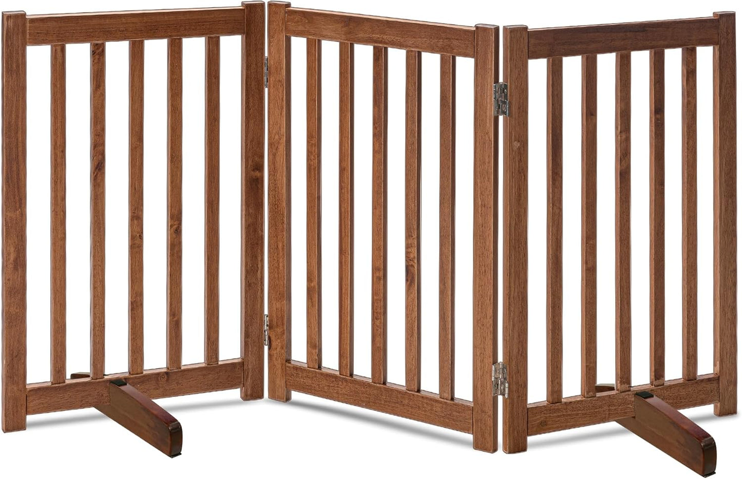 LZRS Solid Hardwood Freestanding Pet Gate,Wooden Dog Gates Indoor for Doorways,Nature Wood Dog Gates for The House,Stairs,Safety Fence,Oak,30" Height-3 Panels