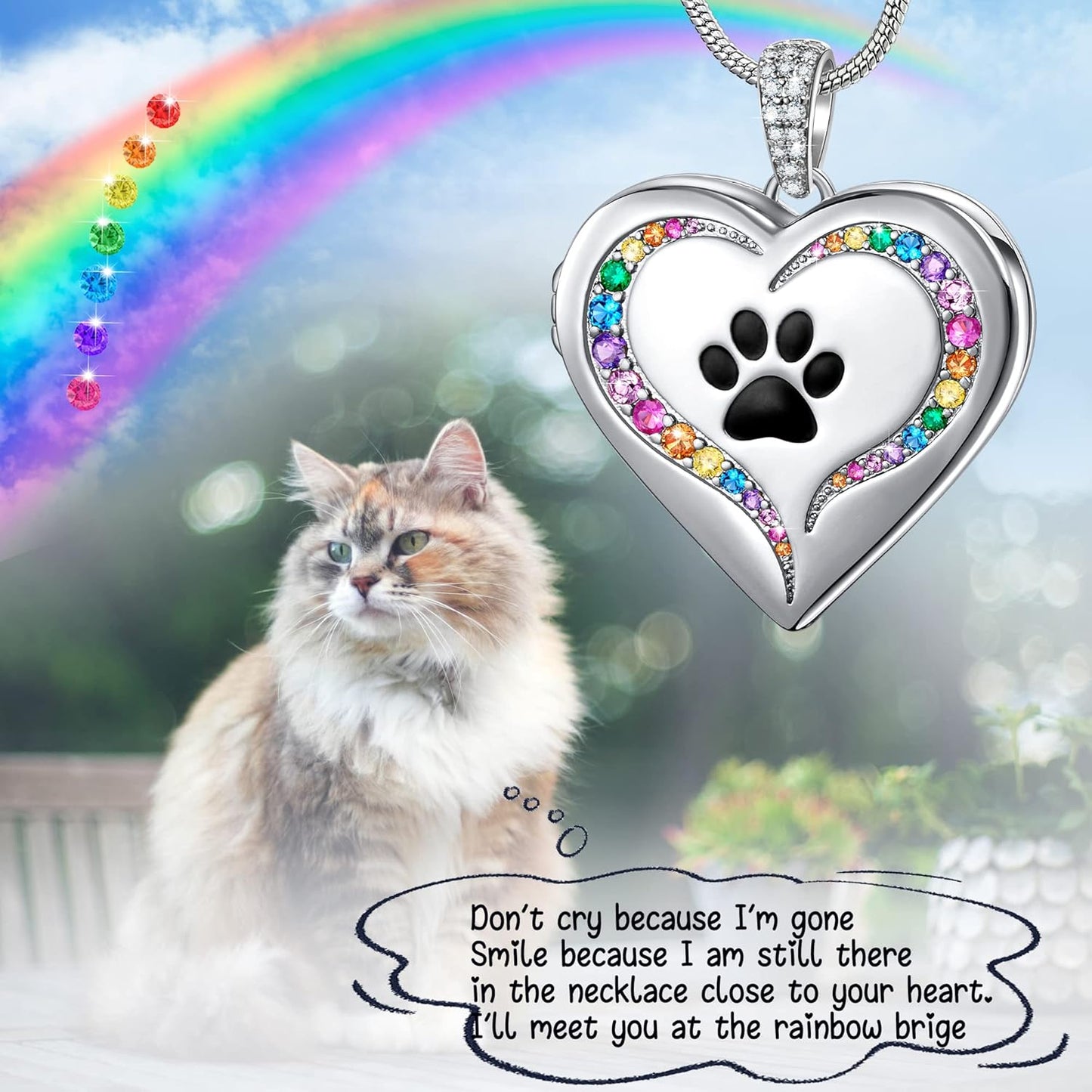 Fanery Sue Personalized Customized Pet Locket Necklace, Heart Lockets Picture Necklaces Dog Memorial Gifts Cat Sympathy for Women Men