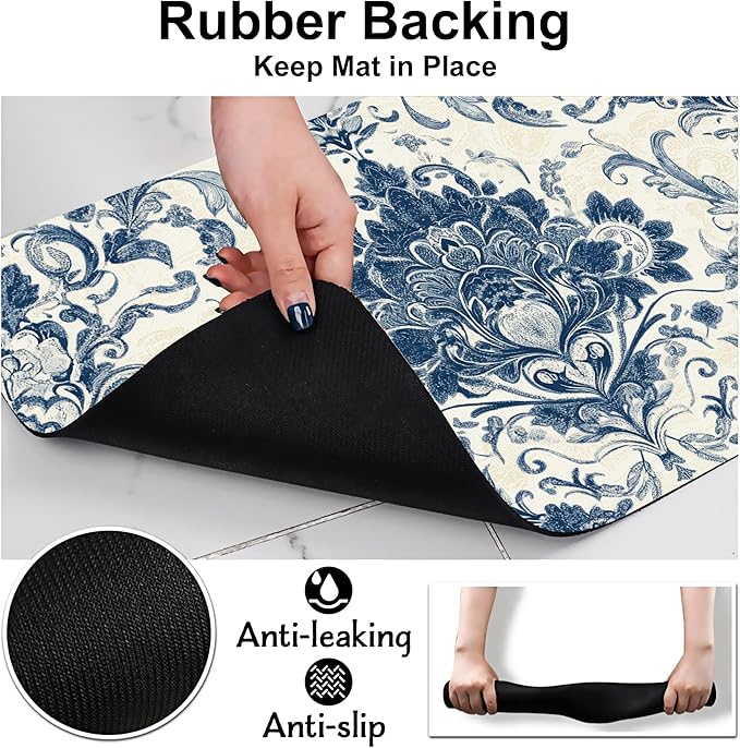 Vintage Floral Paisley Dog Food Mat-Absorbent Pet Feeding Mat for Food and Water Bowl, Quick Dry Dog Placemat with Rubber Backing-No Stains Pet Supplies for Messy Drinkers 16"x24"