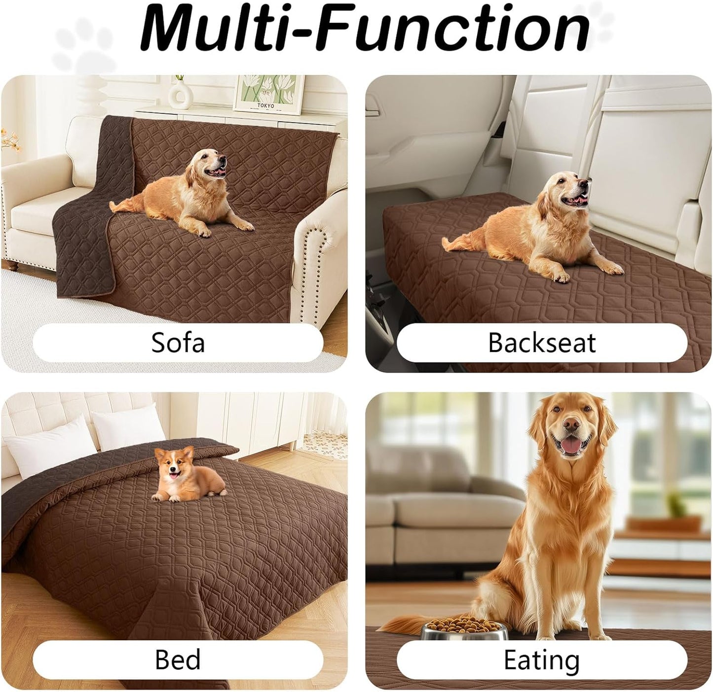hyha Waterproof Dog Bed Blanket, Soft Pet Blankets, Waterproof Couch Cover for Dogs, Reversible Sofa Covers Washable for Furniture (52x82 Inch, Chocolate/Brown)