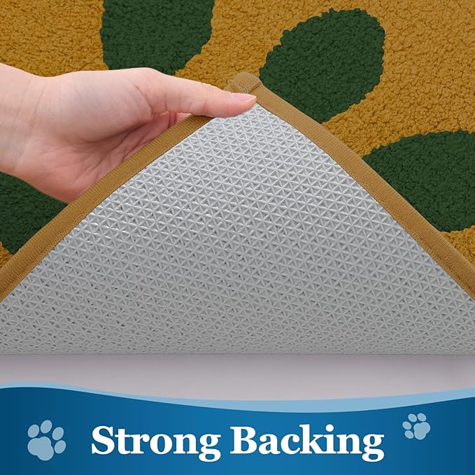 Buganda Dog Door Mat for Muddy Paws, Absorbent Dirt Trapper Washable Indoor Doormats, Non Slip Low-Profile Mud Mat for Dogs, Front Entrance Doormat for Inside Floor (36x24 Inches, Yellow and Green)