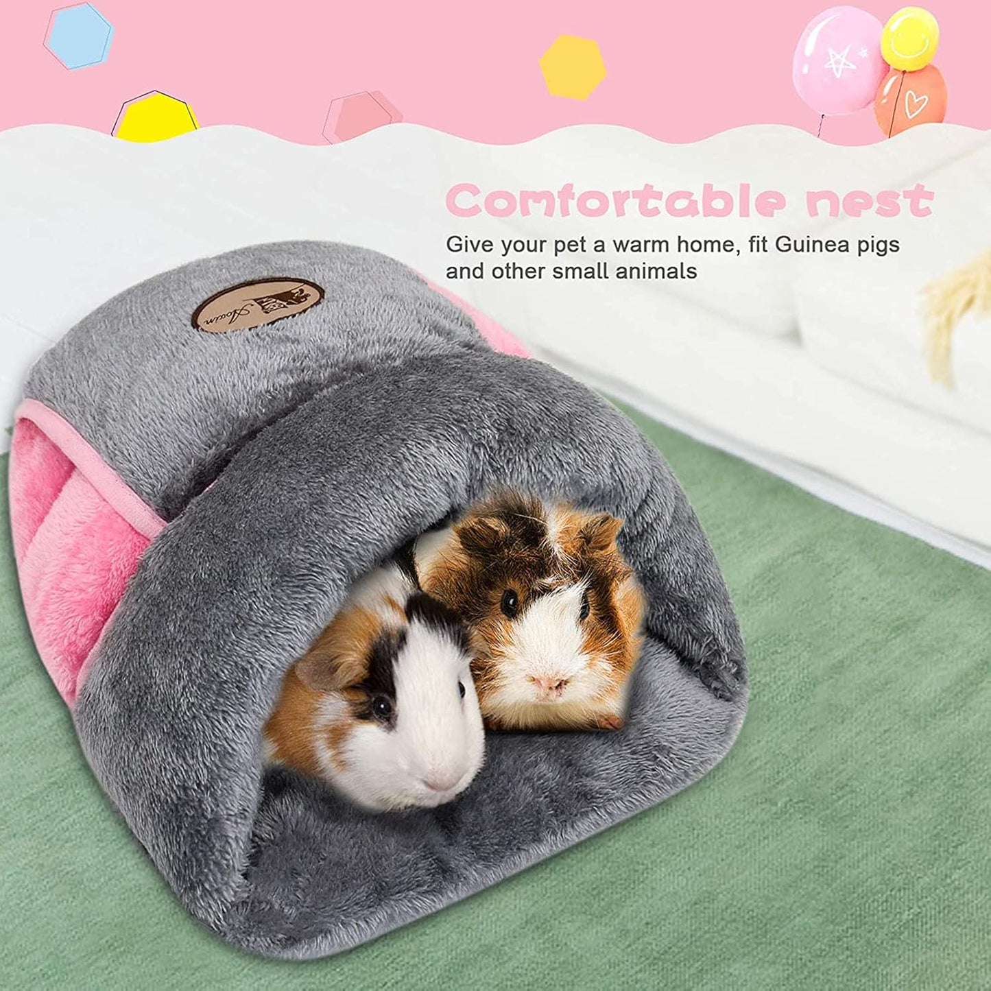 YUEPET Guinea Pig Bed Cuddle Cave Warm Fleece Cozy House Bedding Sleeping Cushion Cage Nest for Small Animal Squirrel Chinchilla Rabbit Hedgehog Cage Accessories Grey