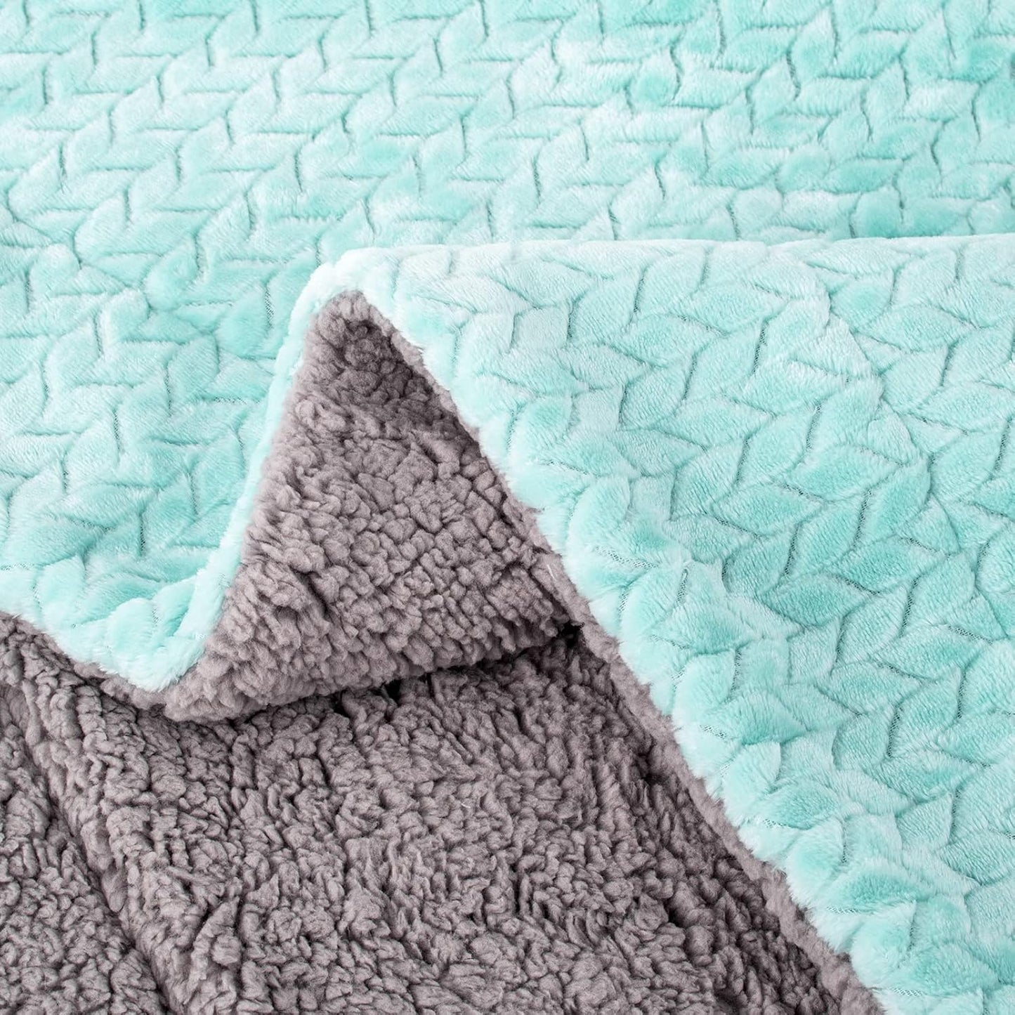 Fuzzy Blanket or Fluffy Blanket for Baby Girl or boy, Soft Warm Cozy Coral Fleece Toddler, Infant or Newborn Receiving Blanket for Crib, Stroller, Travel, Outdoor (24" x 32", MD-Aqua Green)