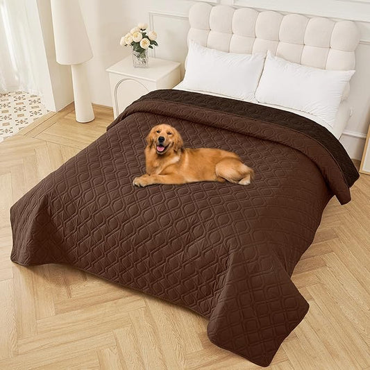 Smiry Waterproof Dog Blanket, 82x82 Inch Soft Pet Bed Cover Reversible, Washable Sofa Couch Furniture Protector for Small Medium Large Dog Puppy Cat, Brown/Chocolate