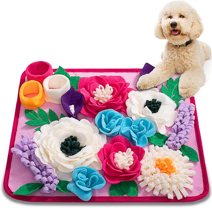 Snuffle Mat for Dogs Pet Treats Feeding Mat for Small/Medium Breed Dogs Non-Slip/Portable/Durable Interactive Dog Puzzle Toys Encourages Natural Foraging Skills (Rose Pink)