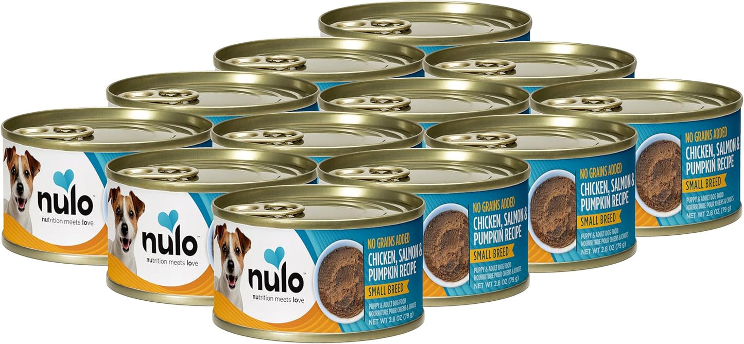 Nulo Grain-Free Small Breed Wet Canned Puppy & Dog Food, Chicken, Salmon, and Pumpkin, 2.8 Ounce, 12 Cans