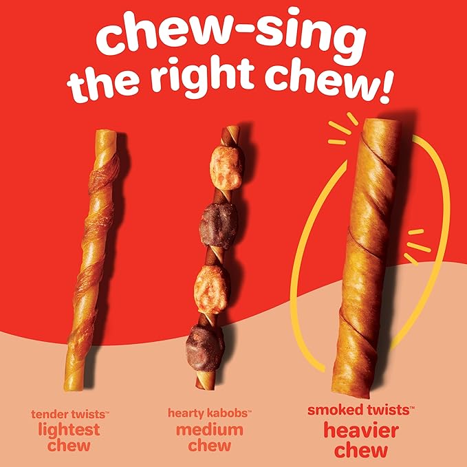 Hartz Oinkies Smoked Twists with Naturally Smoked Pork Rawhide-Free Dog Treats, Highly Digestible Long Lasting Dog Chews, 20 count