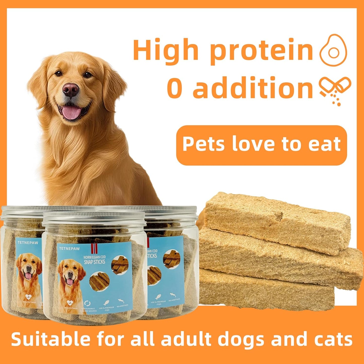 Dog Fish Treats Cod Made with Premium Natural Norwegian 100% Real Cod Fish Bones & Meat Healthy Crunchy Biscuits for Dogs High Protein Grain-Free All-Natural Pet Snack
