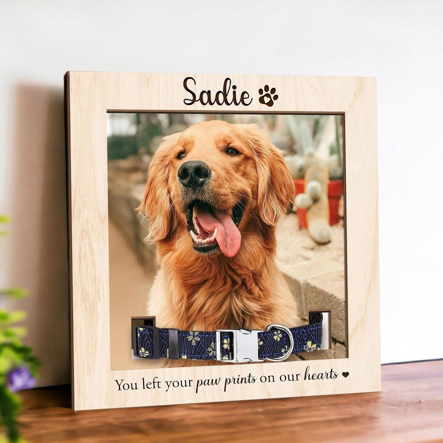 Custom Dog Memorial Frame with Collar Holder – Personalized Pet Photo Gift, Pet Loss Sympathy Gift, Remembrance Sign for Dog Lovers