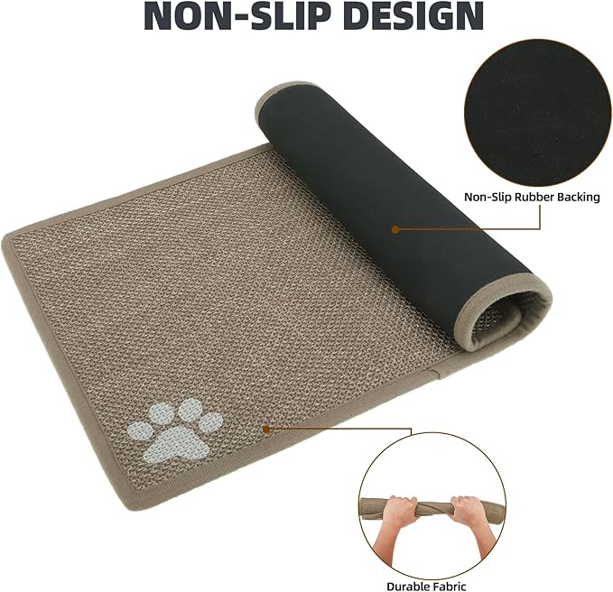PUPTECK Dog Food Mat, Absorbent Pet Cat Feeding Mat for Food and Water Bowls, Anti-Slip Dog Placemat for Floors Waterproof, Pet Supplies Accessories, Khaki XL